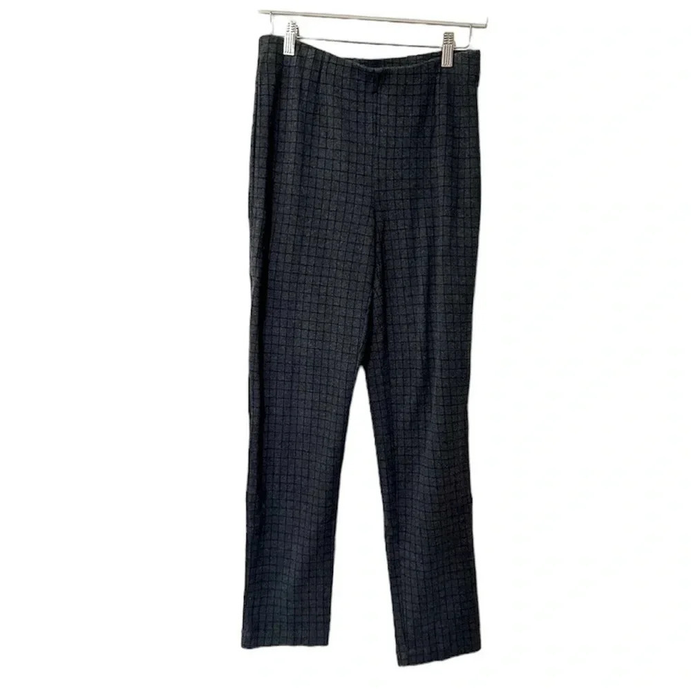 J. Jill Pointe Slim Leg Pants Dark Gray with Small Checker Print Size Small GUC